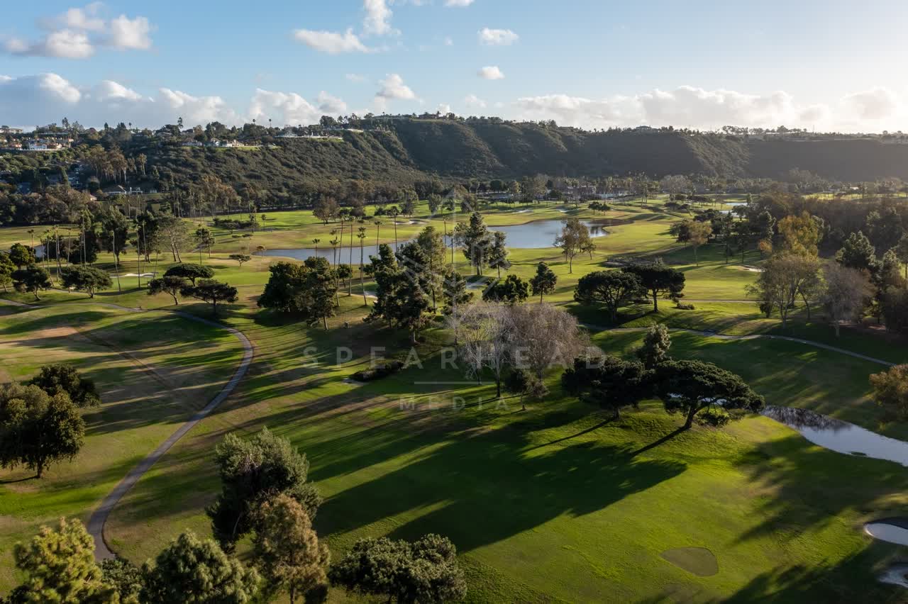 Aerial view of the country inland, homes and open country at Fairbanks Ranch.