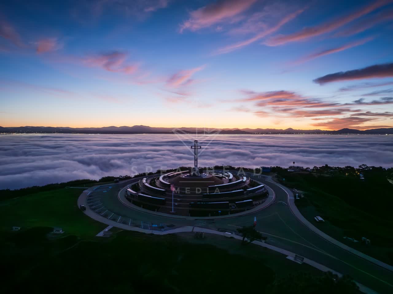 Aerial view of the cliffs and open country at Mount Soledad.