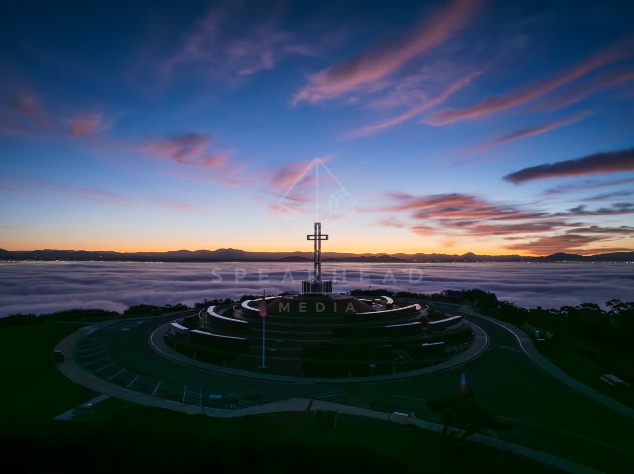 Aerial view of the cliffs and open country at Mount Soledad.