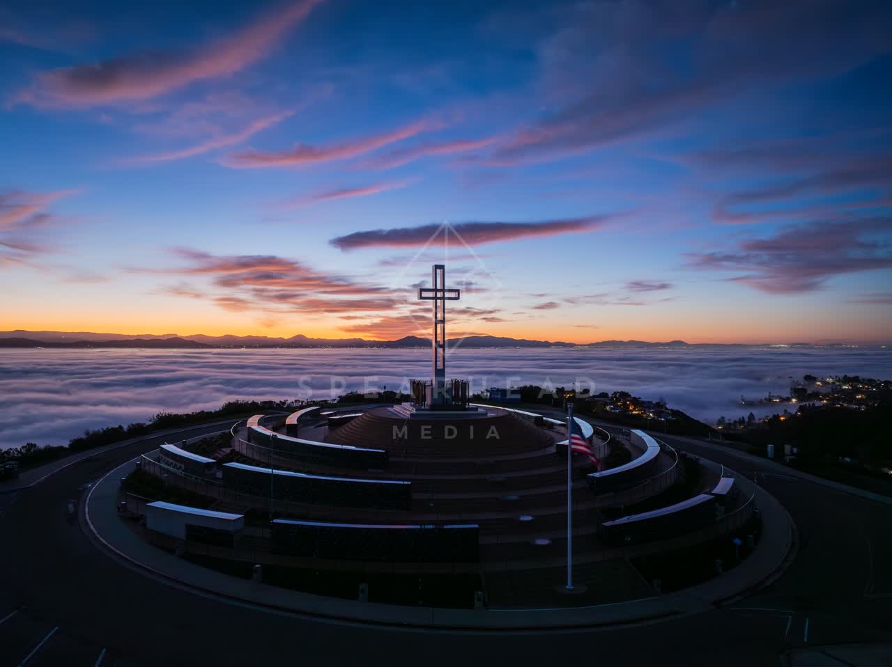 Aerial view of the cliffs and open country at Mount Soledad.