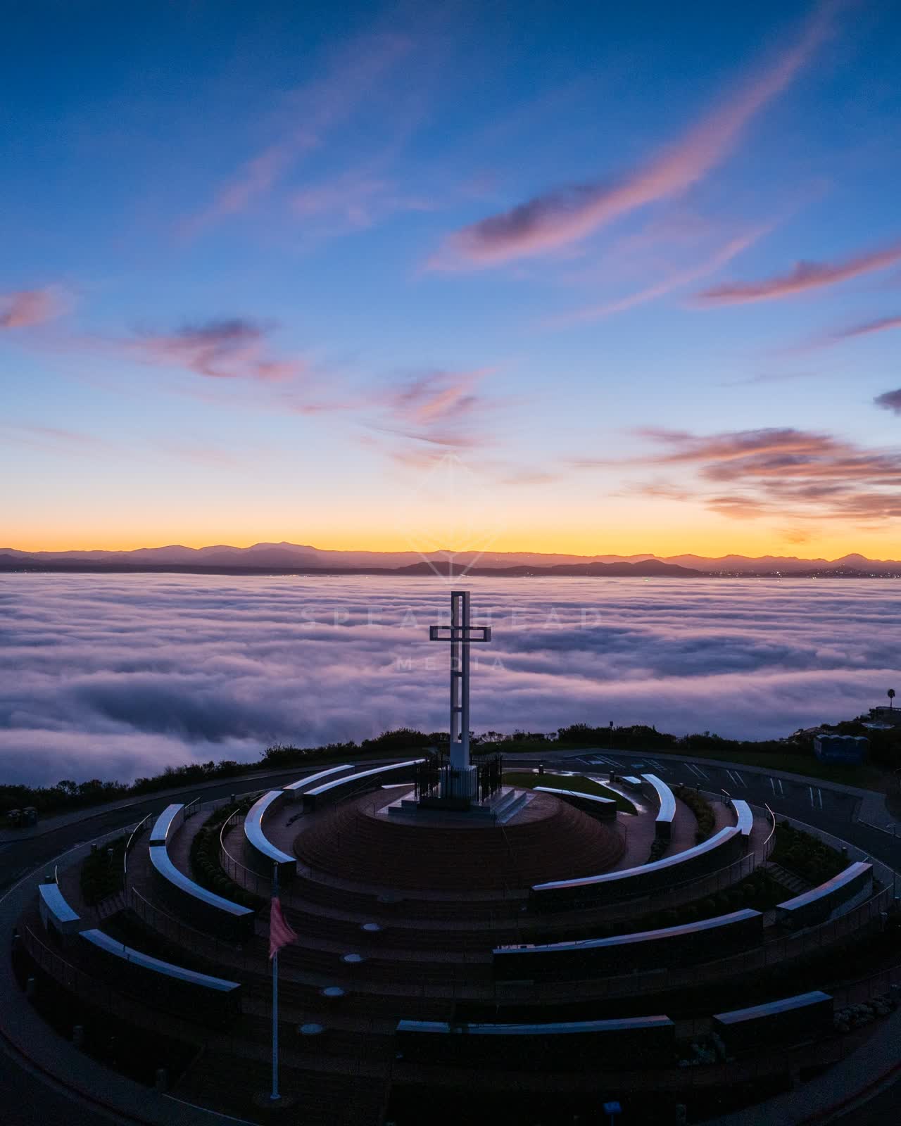 Aerial view of the cliffs and open country at Mount Soledad.