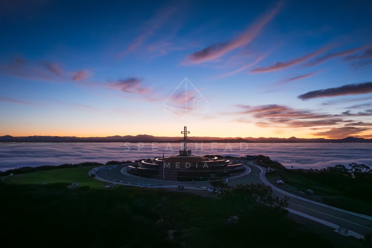 Aerial view of the cliffs and open country at Mount Soledad.