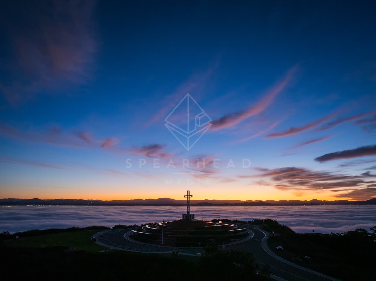 Aerial view of the cliffs and open country at Mount Soledad.