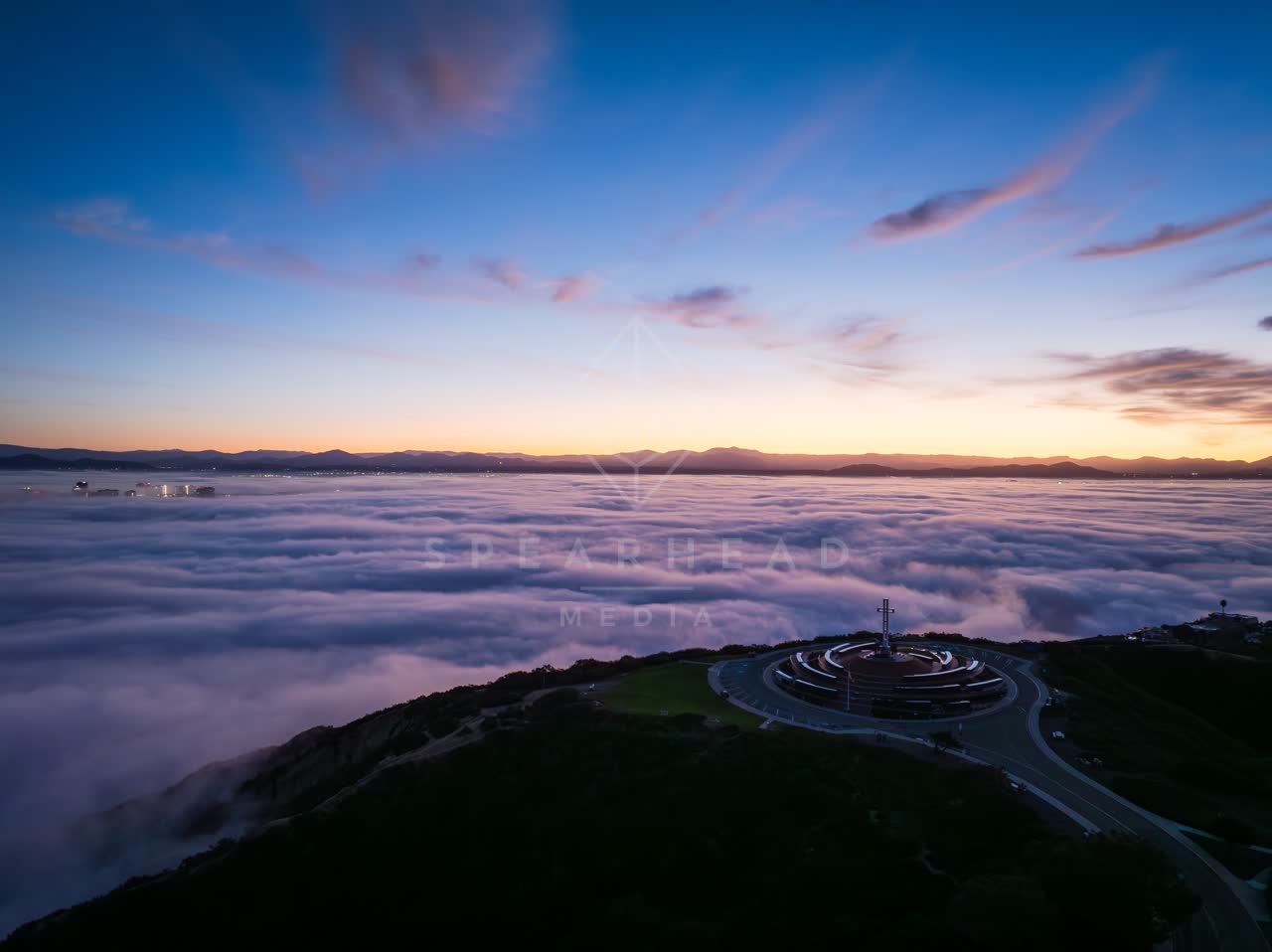 Aerial view of the cliffs and open country at Mount Soledad.