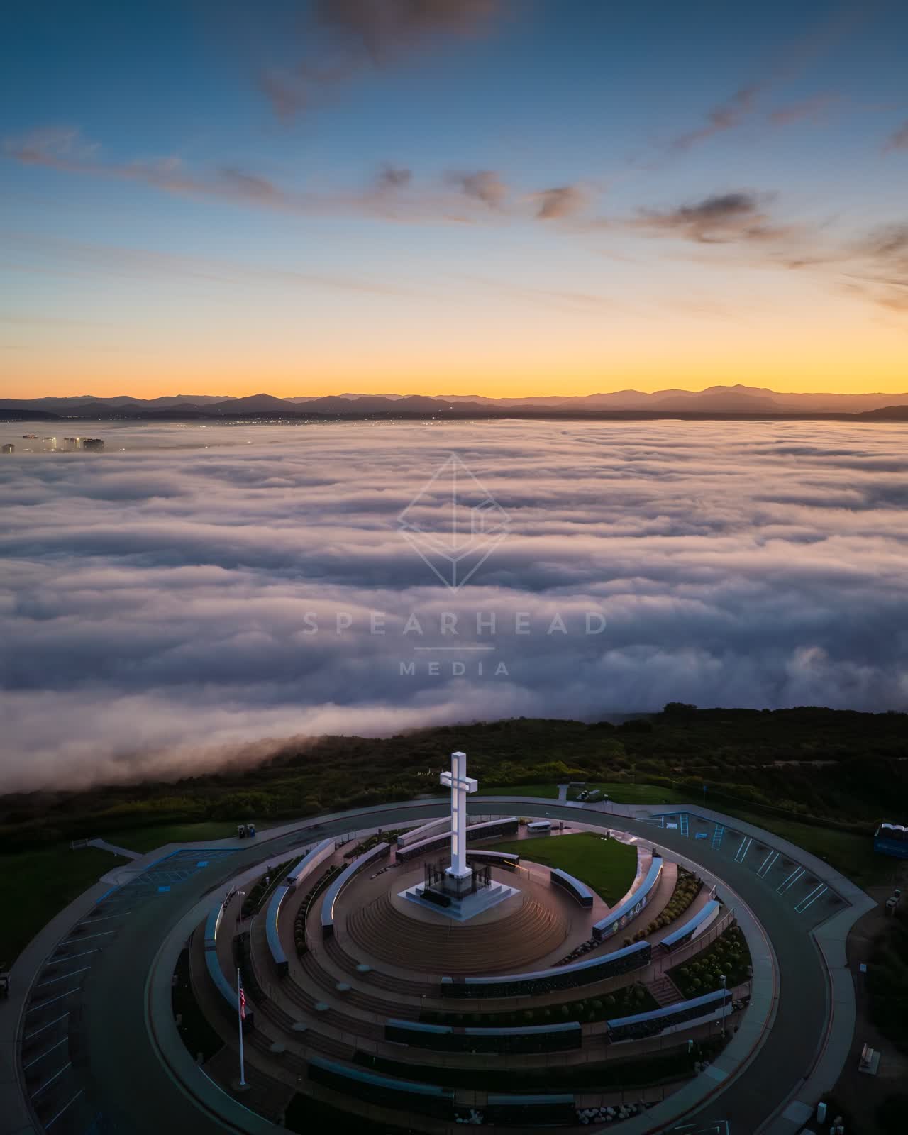 Aerial view of the cliffs and open country at Mount Soledad.
