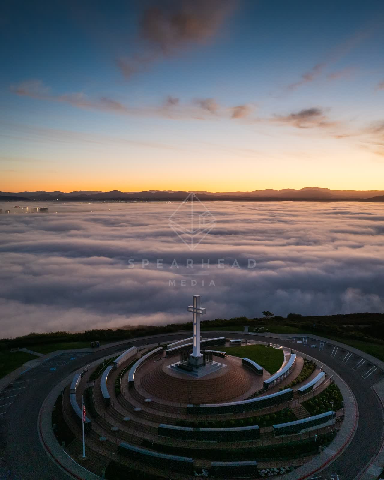 Aerial view of the cliffs and open country at Mount Soledad.