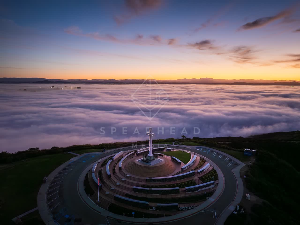 Aerial view of the cliffs and open country at Mount Soledad.