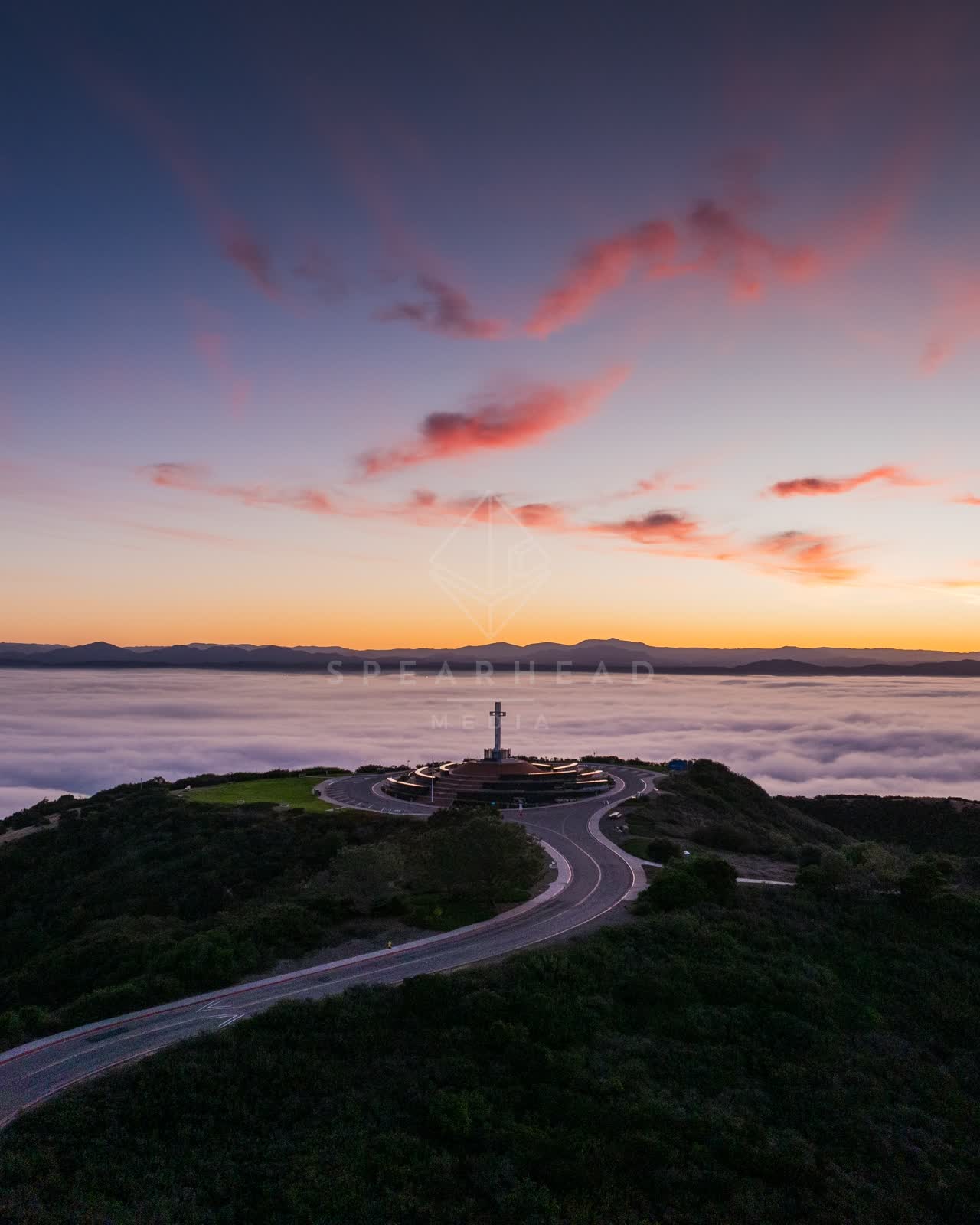 Aerial view of the cliffs and open country at Mount Soledad.