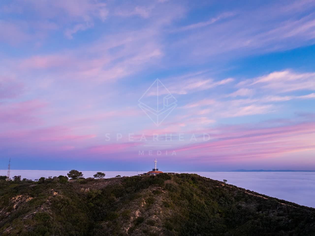Aerial view of the cliffs and open country at Mount Soledad.