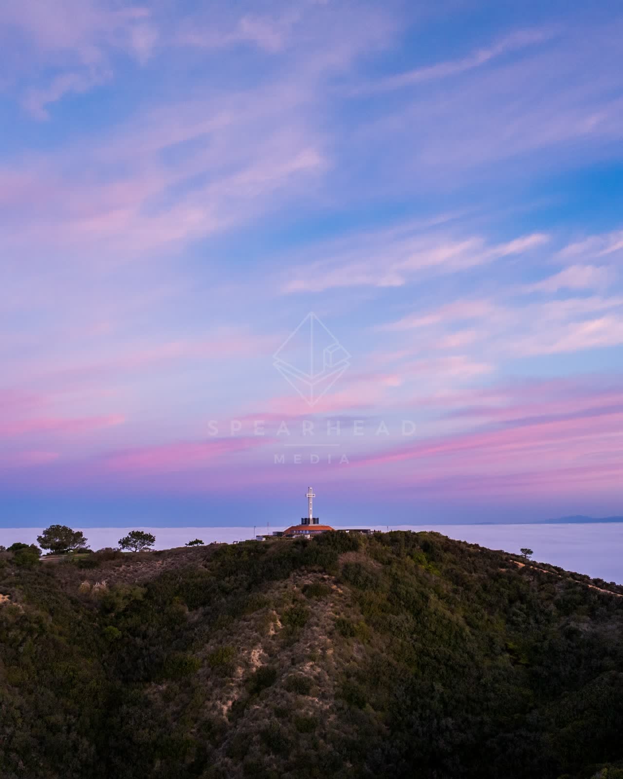 Aerial view of the cliffs and open country at Mount Soledad.