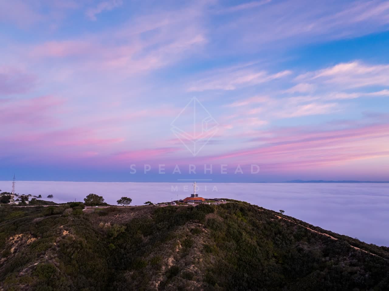 Aerial view of the cliffs and open country at Mount Soledad.