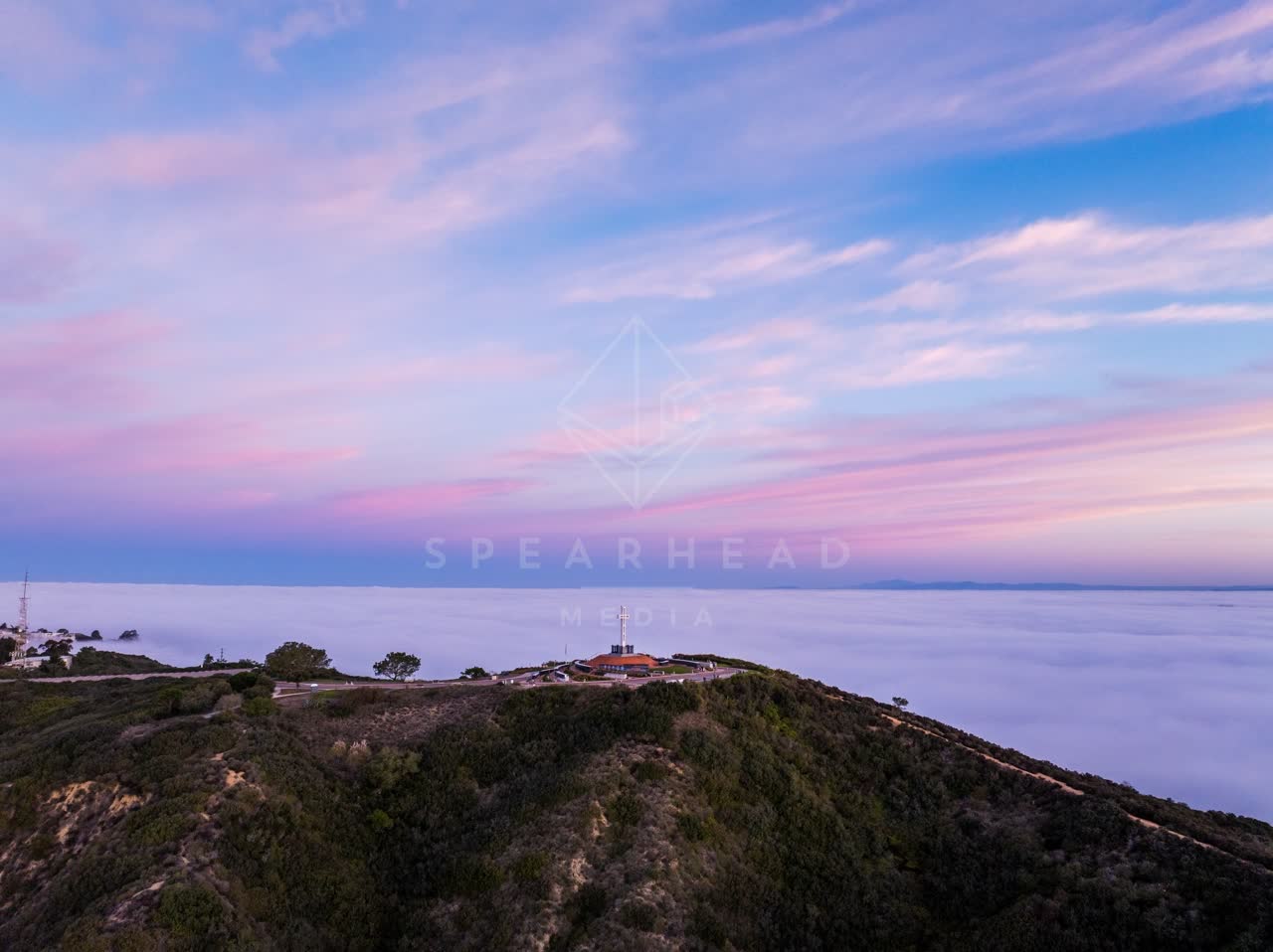 Aerial view of the cliffs and open country at Mount Soledad.