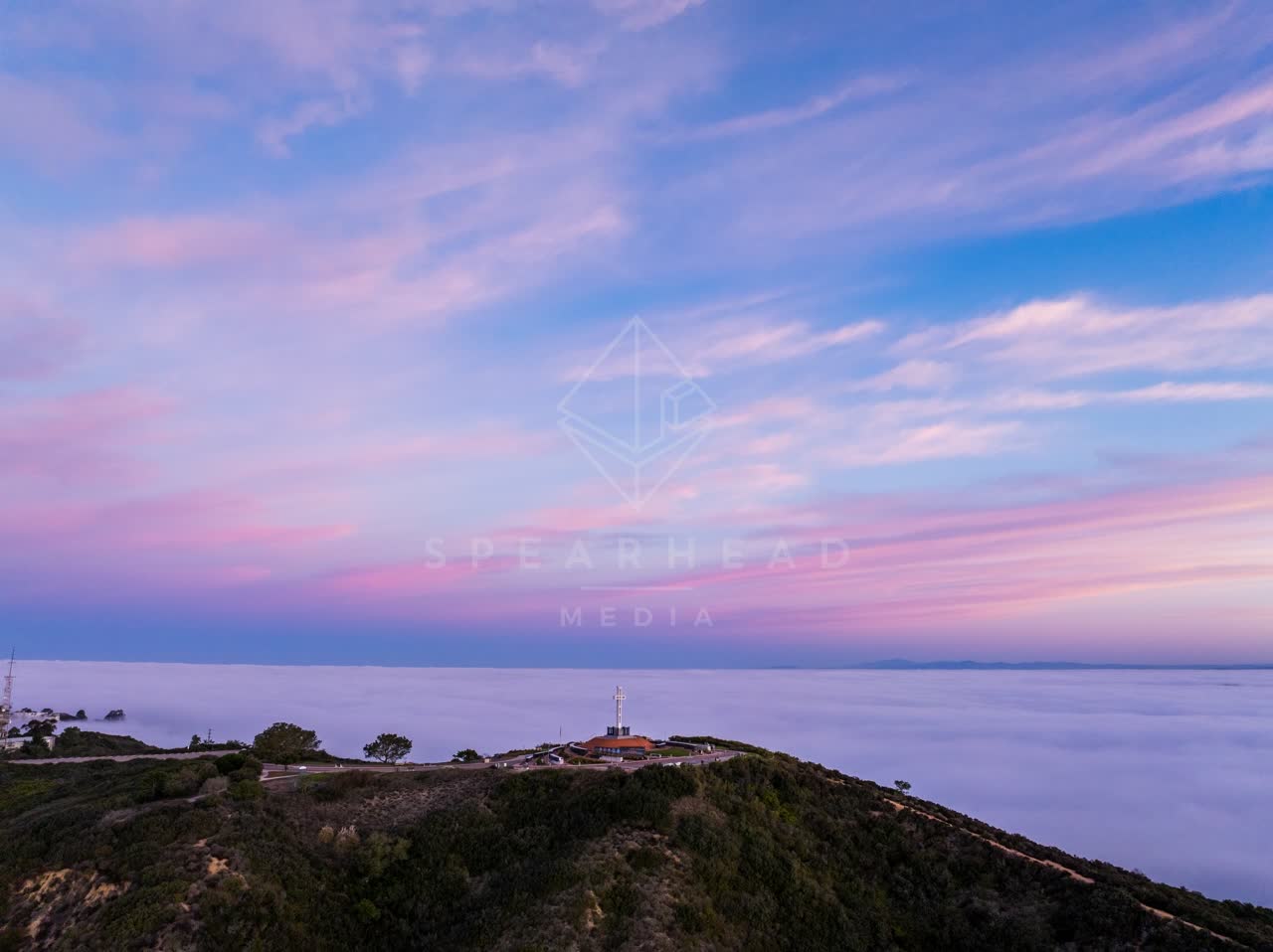 Aerial view of the cliffs and open country at Mount Soledad.