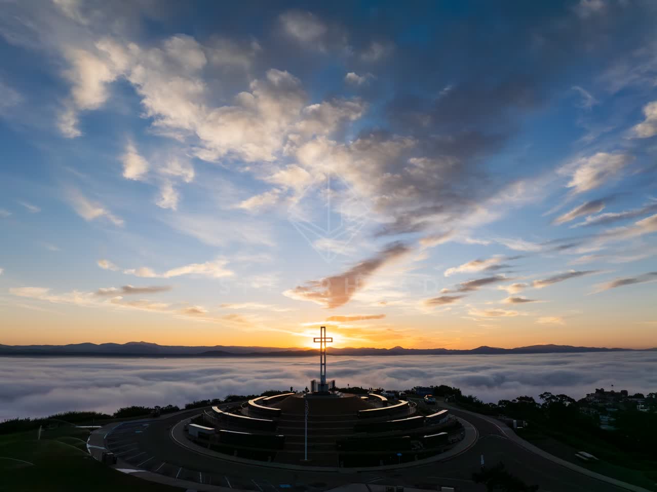 Aerial view of the cliffs and open country at Mount Soledad.