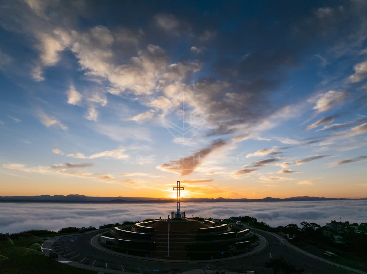 Aerial view of the cliffs and open country at Mount Soledad.
