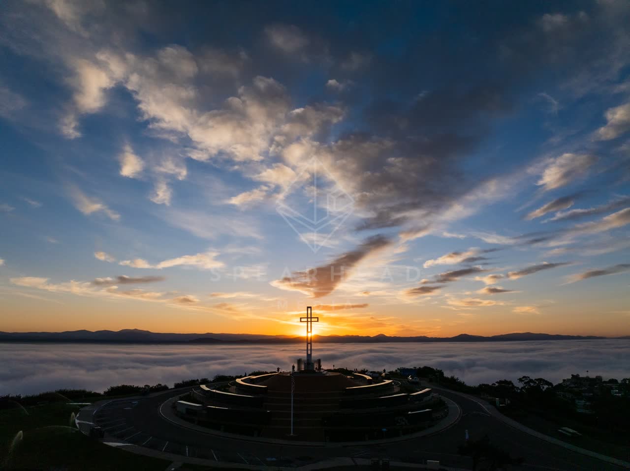 Aerial view of the cliffs and open country at Mount Soledad.