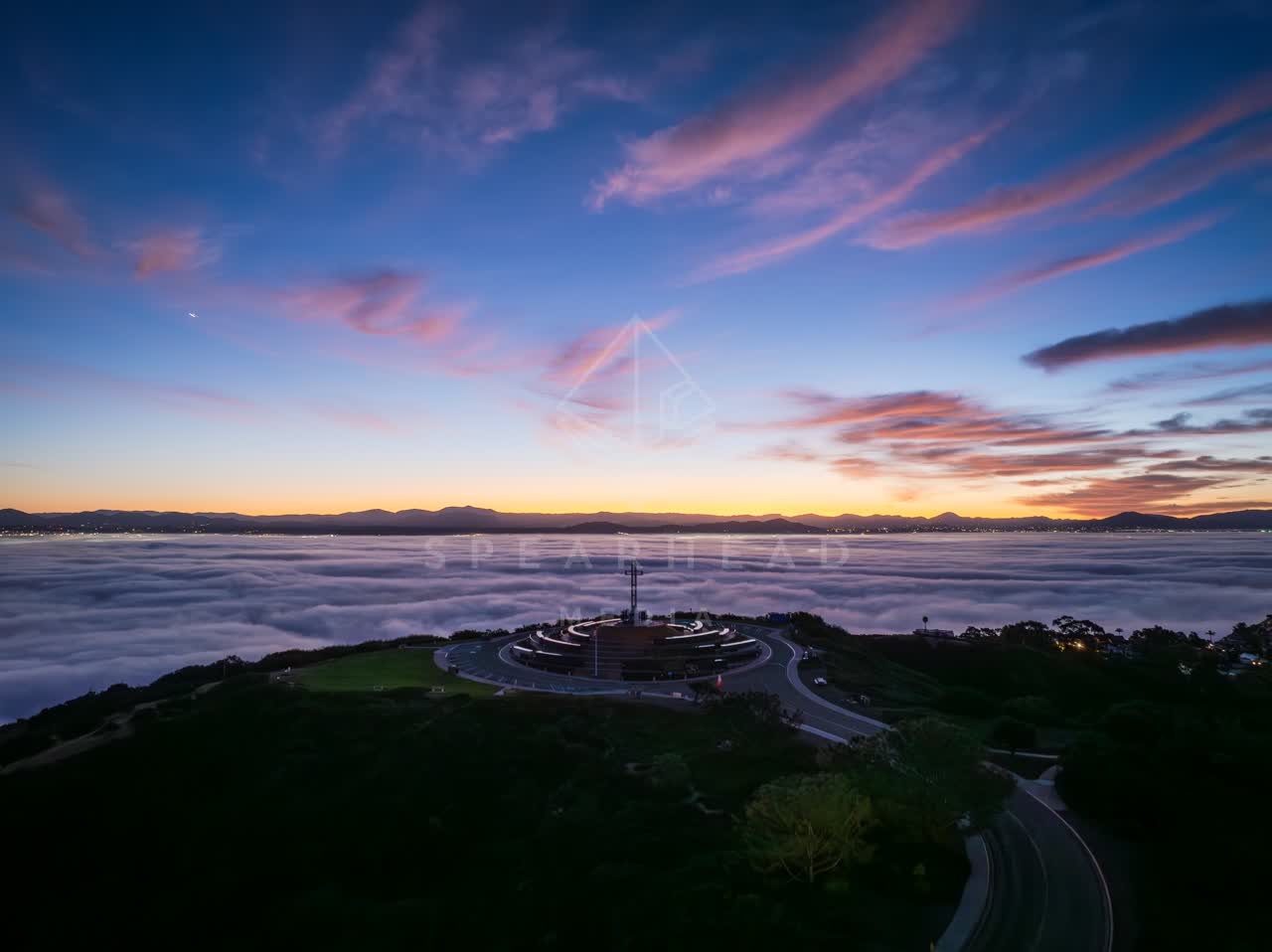 Aerial view of the cliffs and open country at Mount Soledad.