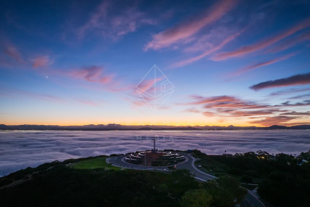 Aerial view of the cliffs and open country at Mount Soledad.