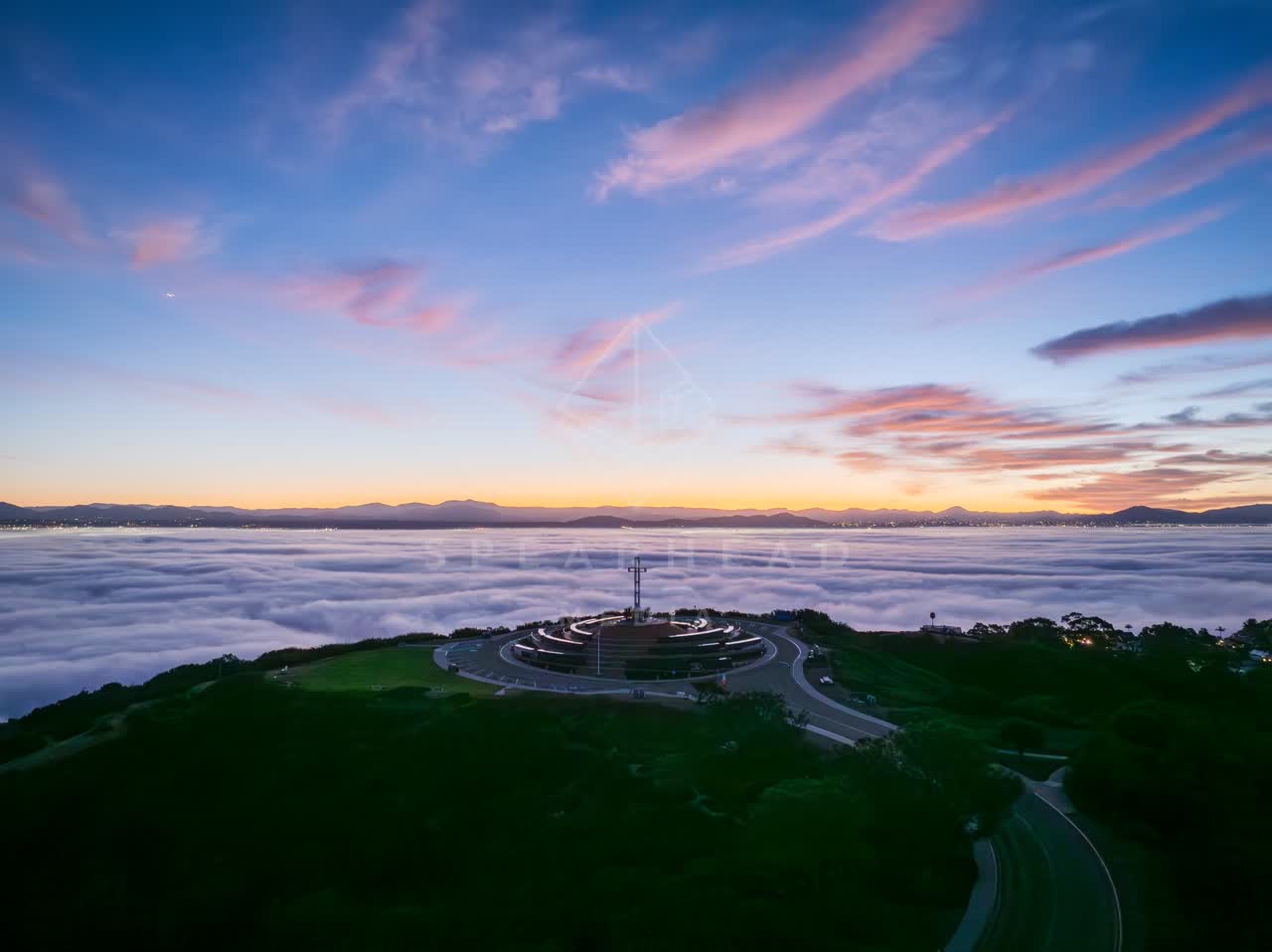 Aerial view of the cliffs and open country at Mount Soledad.