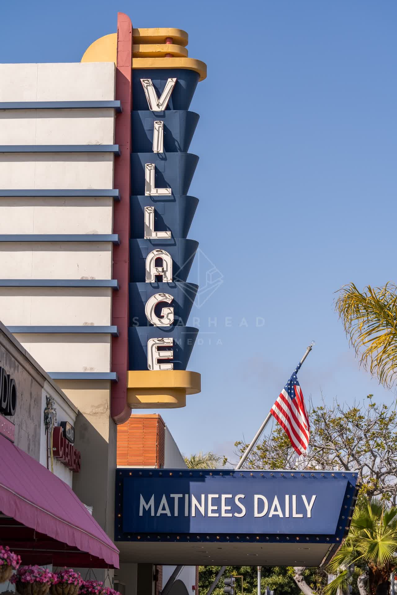 The downtown streets, palm trees and the buildings in Coronado.