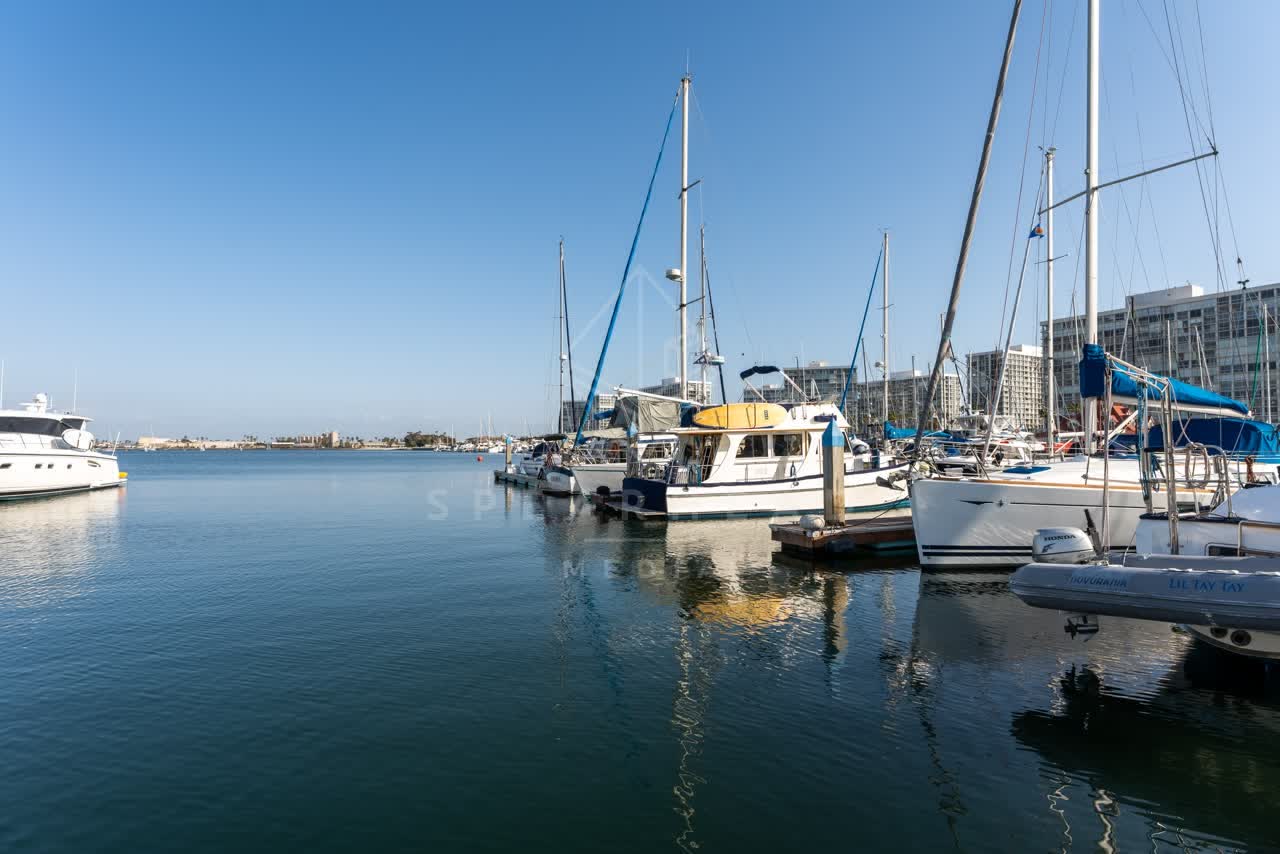 View from the water of the harbor, boats and the bay at Glorietta Bay.