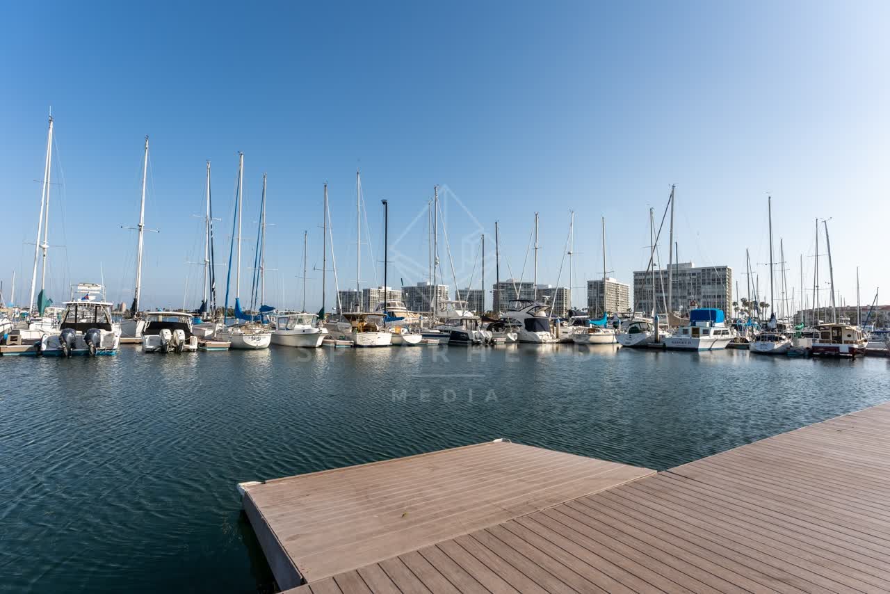View from the water of the harbor, boats and the bay at Glorietta Bay.