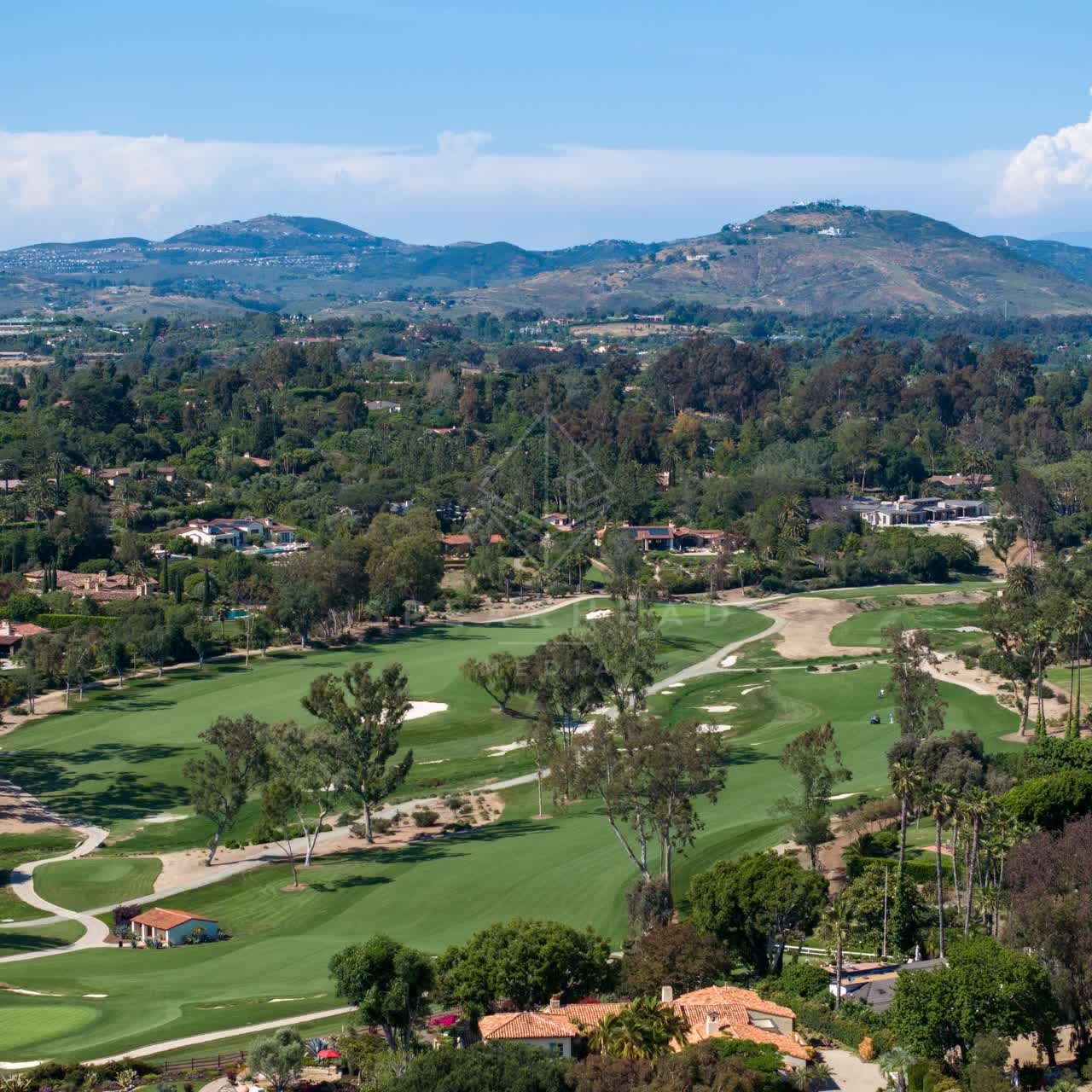 Aerial view of the country inland, homes and the buildings at Covenant.