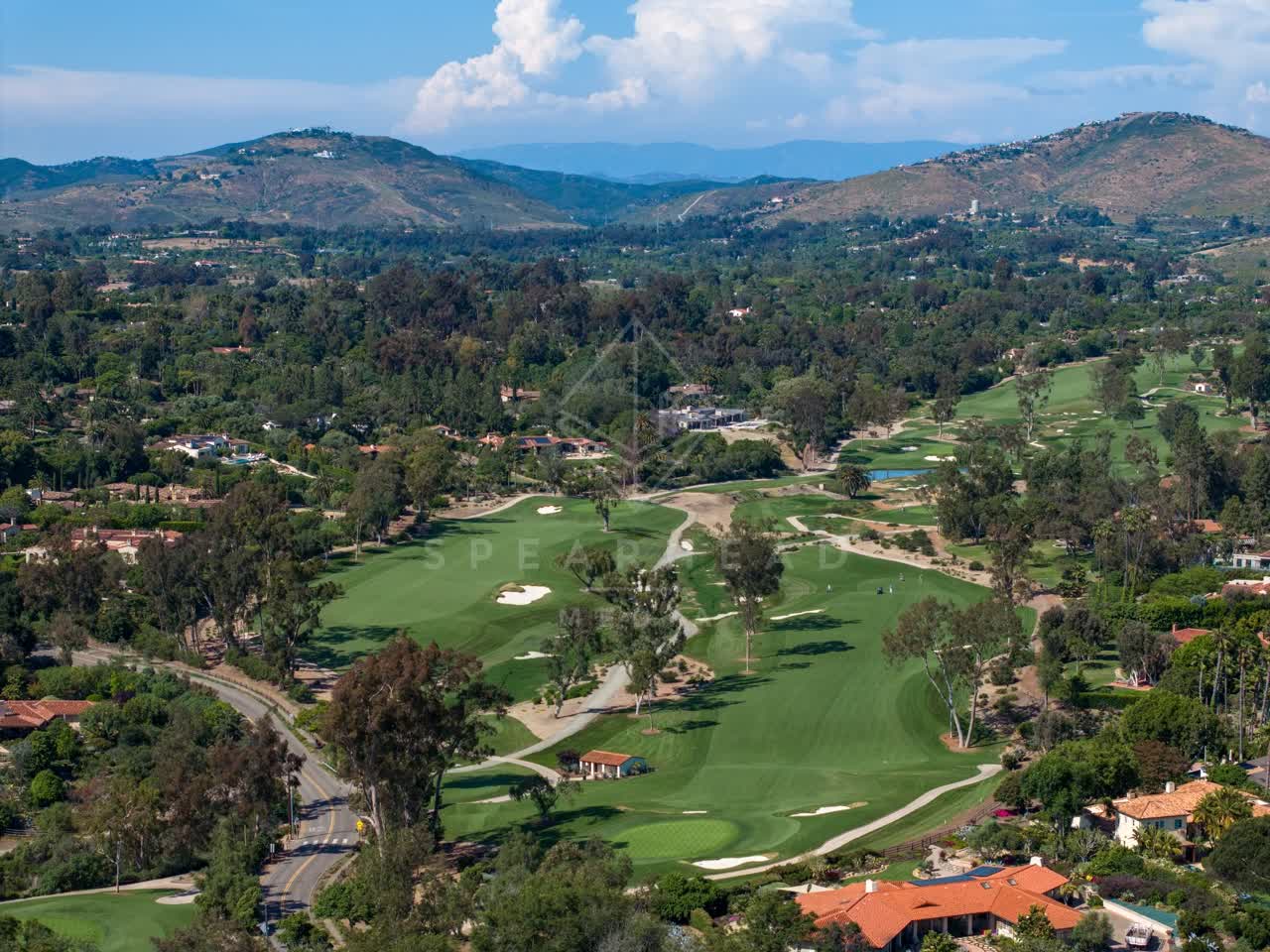 Aerial view of the country inland, homes and the buildings at Covenant.