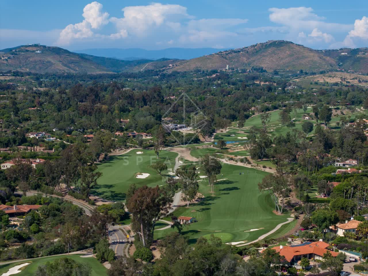 Aerial view of the country inland, homes and open country at Covenant.