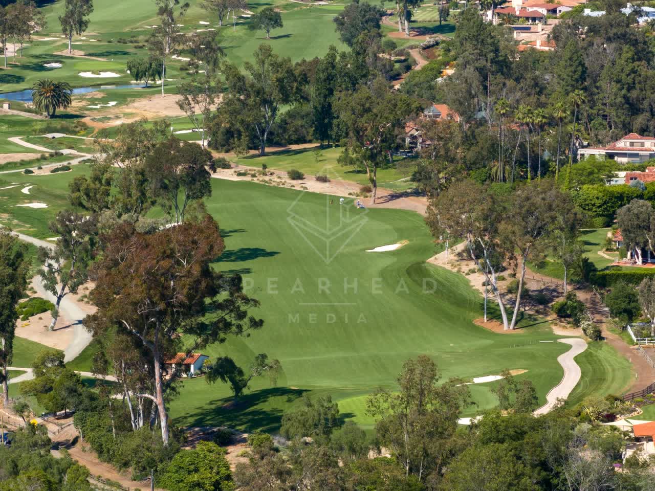Aerial view of the country inland, homes and the buildings at Covenant.