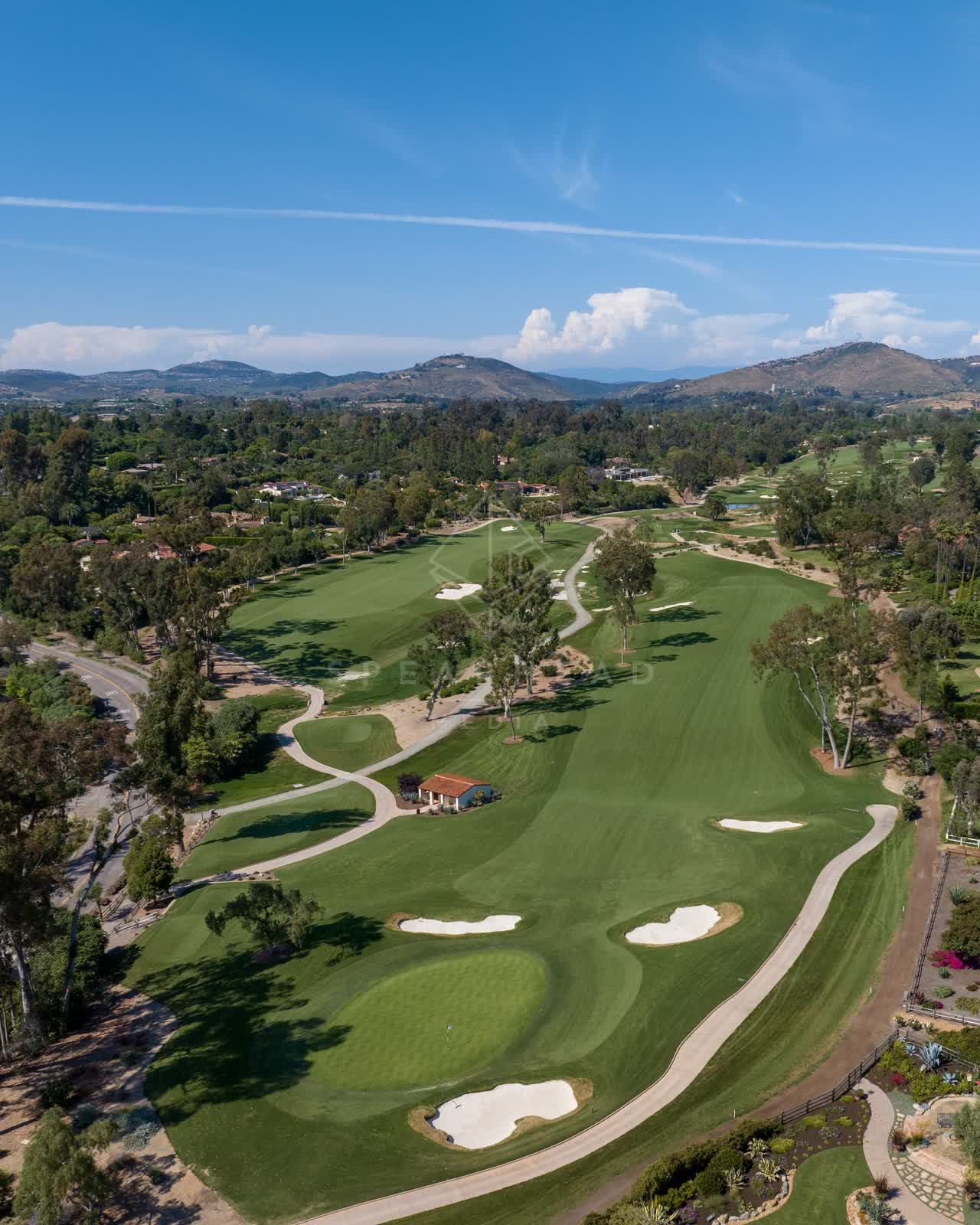 Aerial view of the country inland, homes and open country at Covenant.