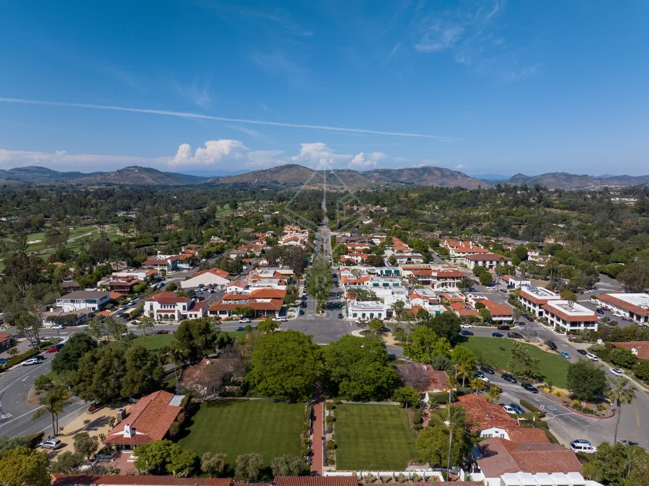 Aerial view of the country inland, homes and the buildings at Covenant.