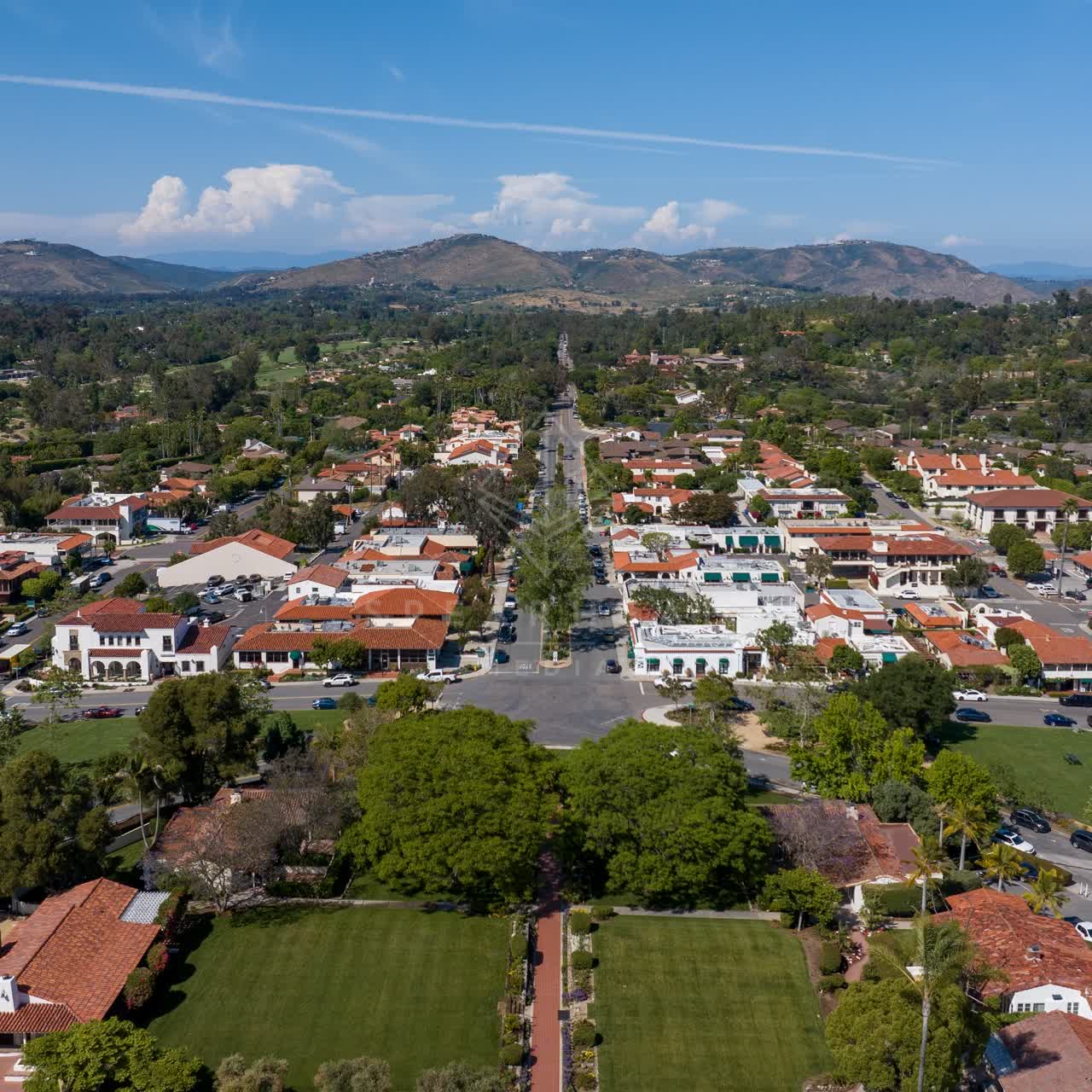 Aerial view of the country inland, homes and the buildings at Covenant.