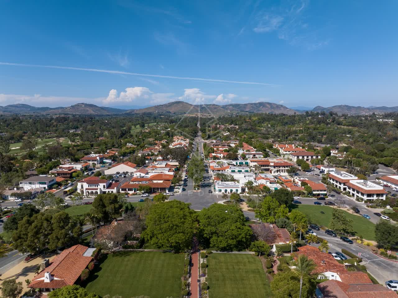 Aerial view of the country inland, homes and the buildings at Covenant.