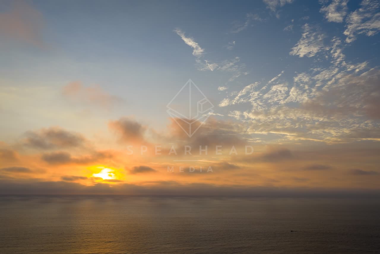 Aerial view of the country inland, the ocean and open country at Village of La Jolla.