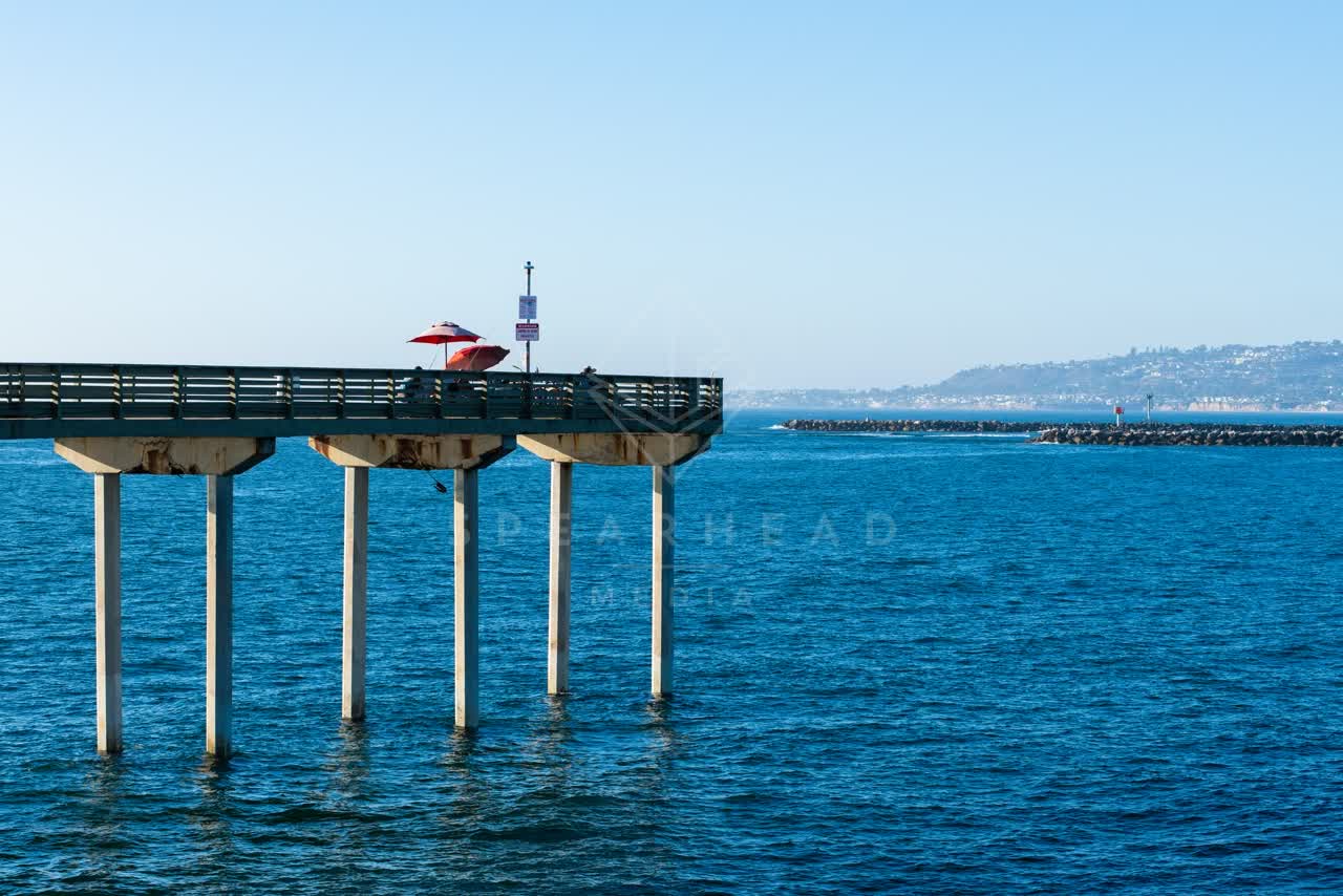The beach, the pier and the ocean in Ocean Beach.