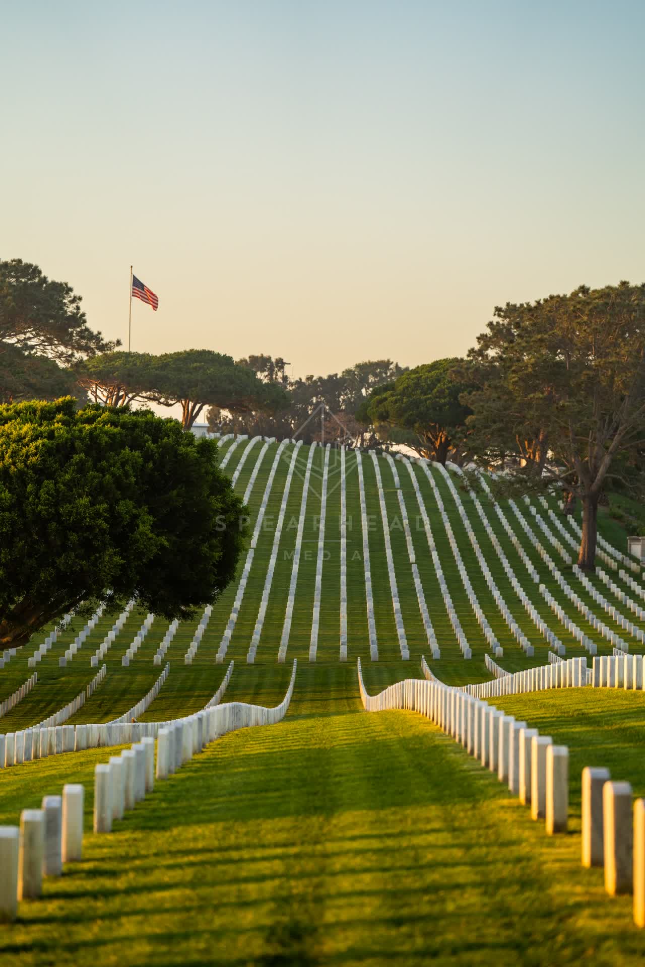 Elevated view of a park and open country at Fort Rosecrans.