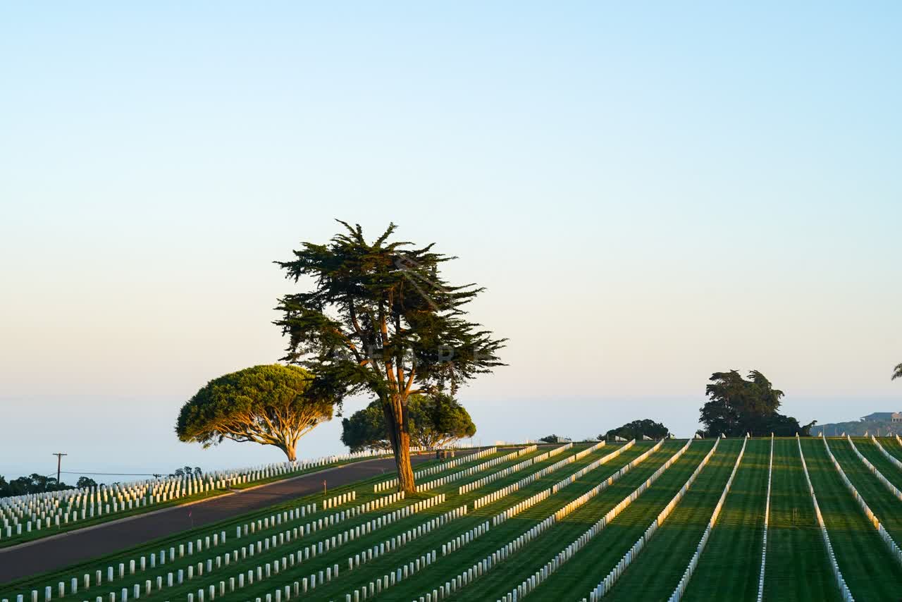 Elevated view of a park and open country at Fort Rosecrans.