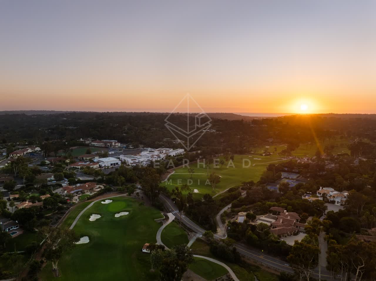 Aerial view of the country inland, homes and the buildings at Covenant.