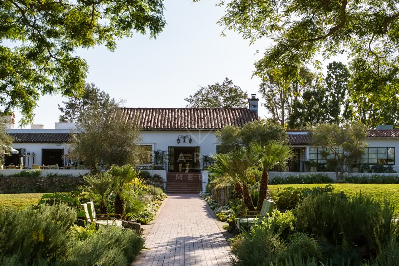 A residential street, palm trees and homes at Covenant.