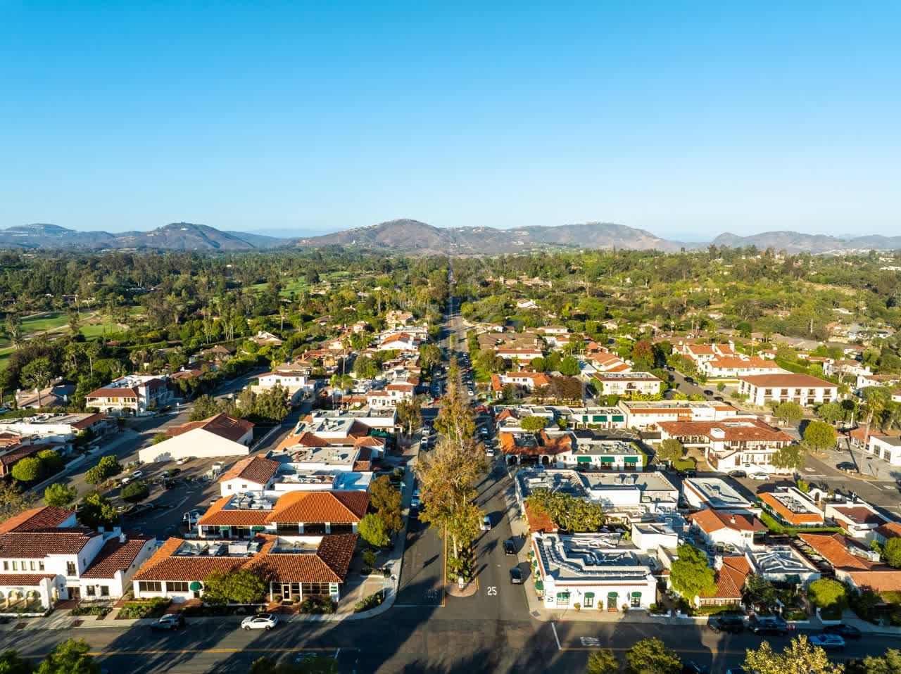 Aerial view of the country inland, homes and the buildings at Covenant.