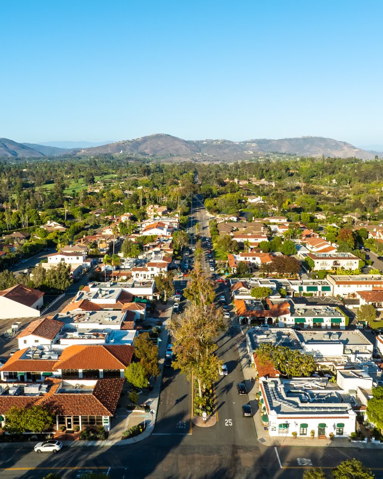 Aerial view of the country inland, homes and the buildings at Covenant.