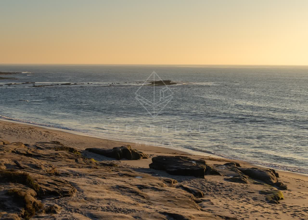 Elevated view of the cliffs, the ocean and the beach at Windansea.