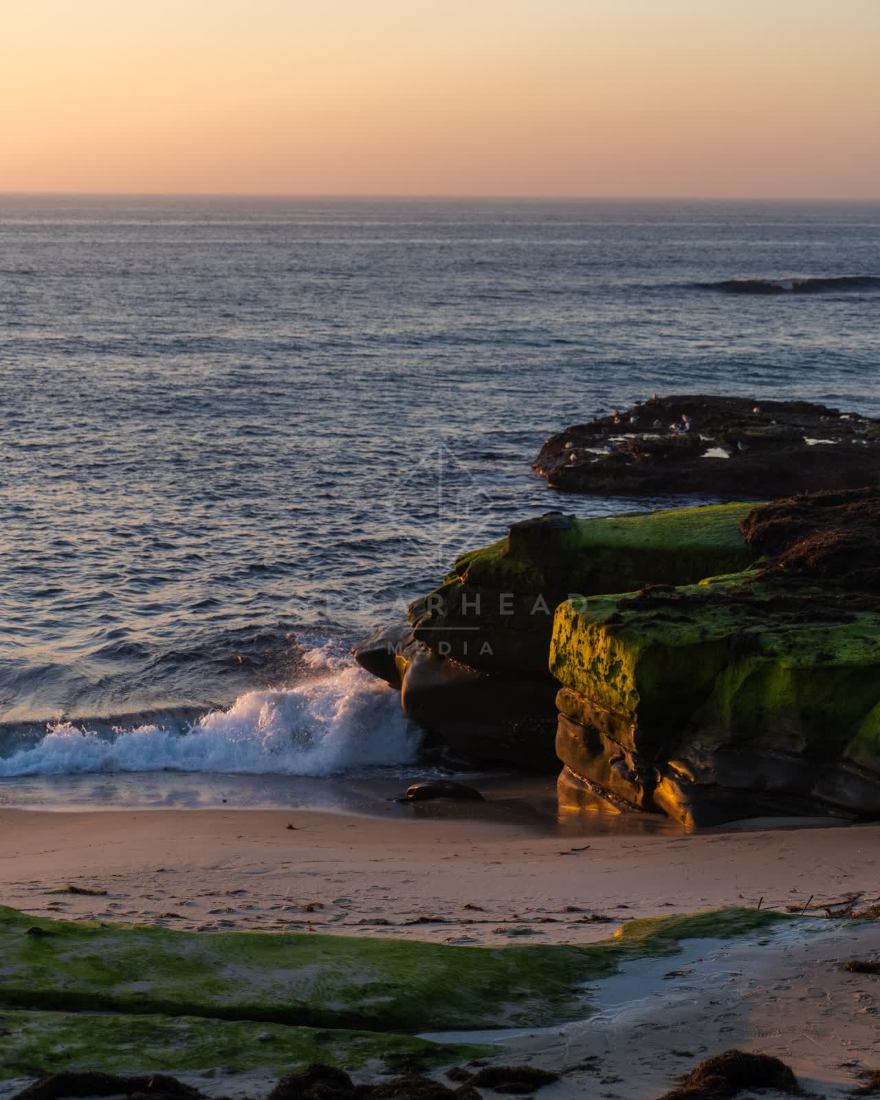 The cliffs, the surf and the ocean at Windansea.