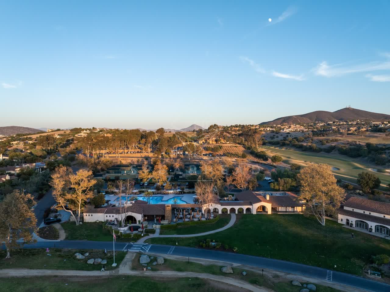 Aerial view of the country inland, homes and the buildings in Santaluz.