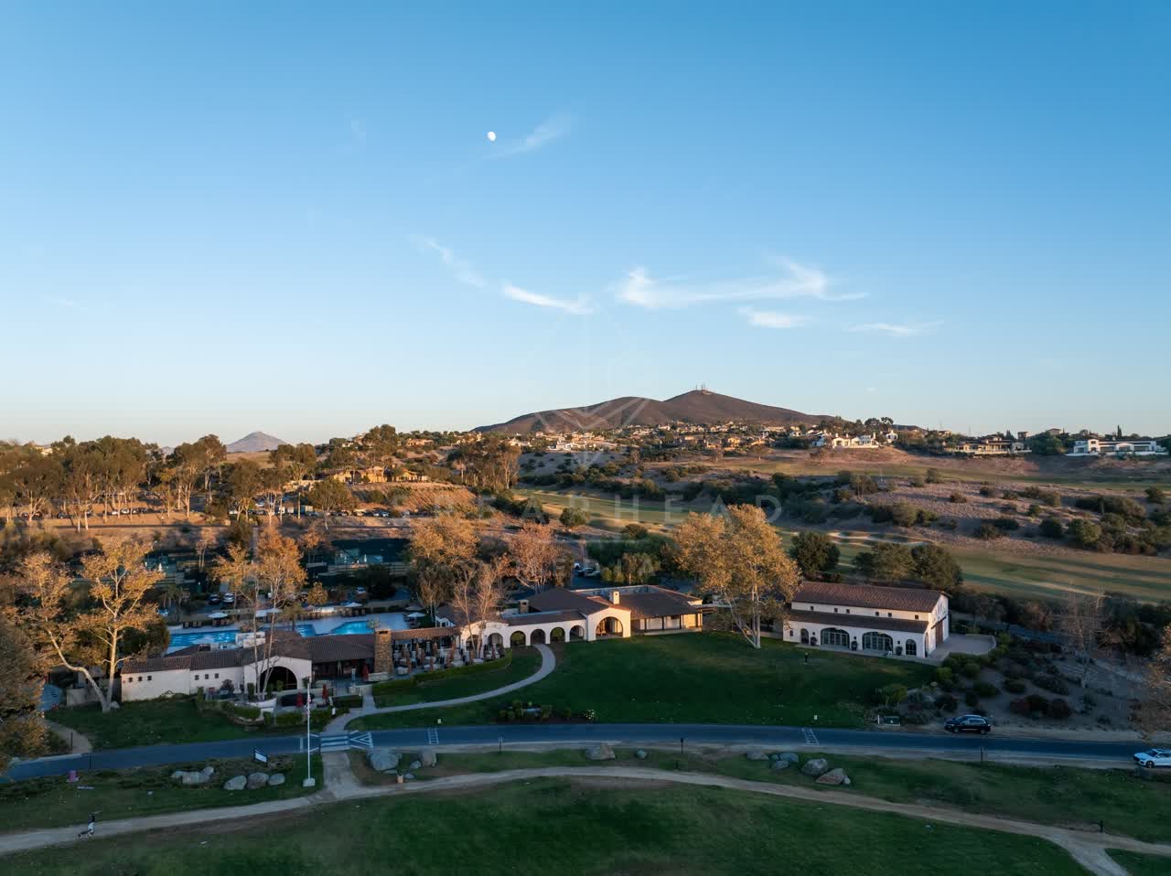 Aerial view of the country inland, homes and the buildings in Santaluz.