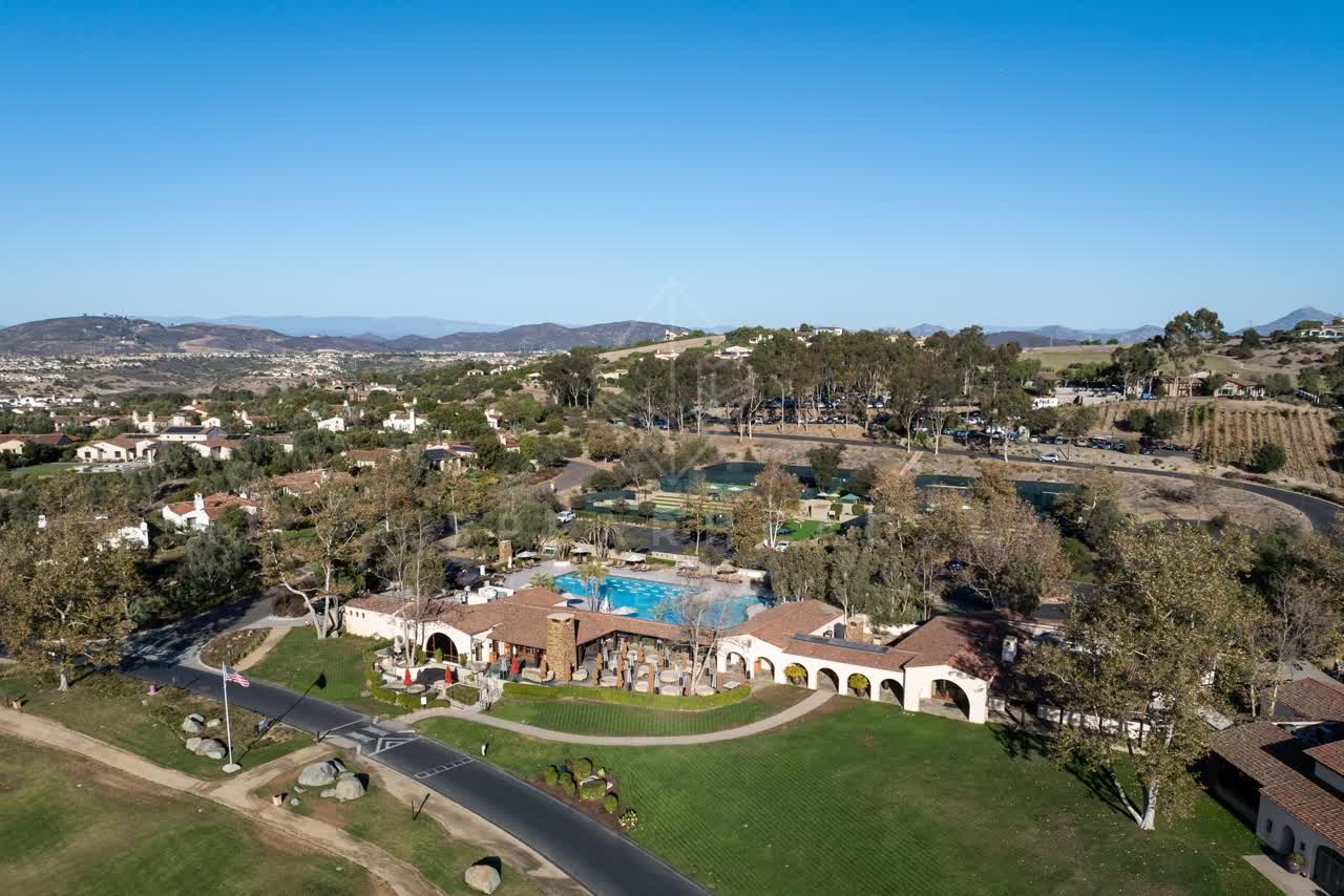 Aerial view of the country inland, homes and the buildings in Santaluz.