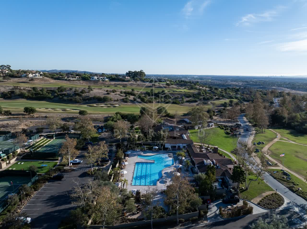 Aerial view of the country inland, traffic and open country in Santaluz.