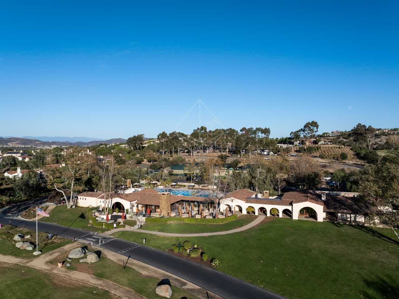 Aerial view of the country inland, the buildings and traffic in Santaluz.