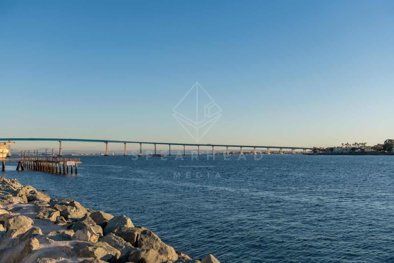 The harbor, the bridge and boats at Coronado Bridge.